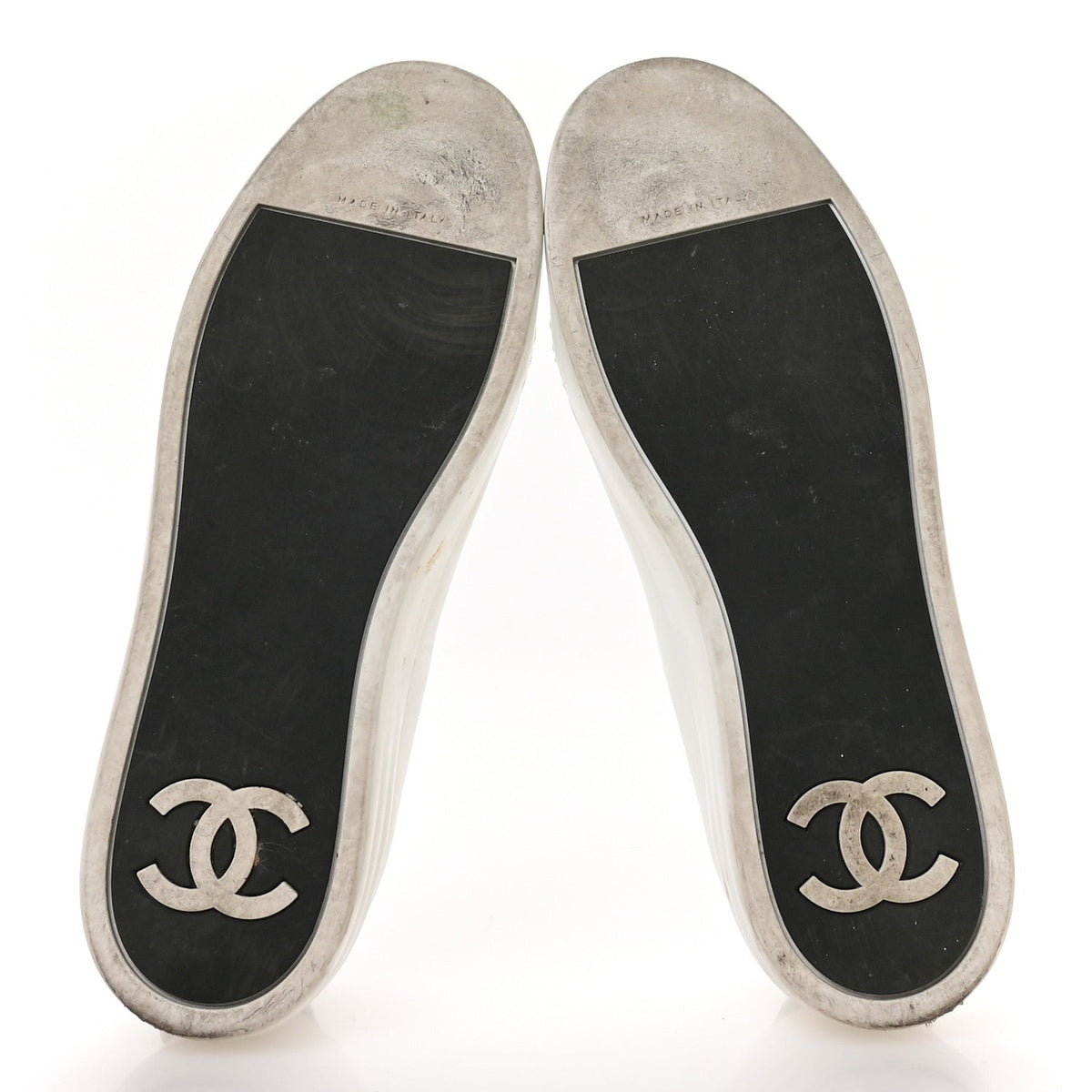 Chanel Calfskin CC Women's Sneakers 36 Black White