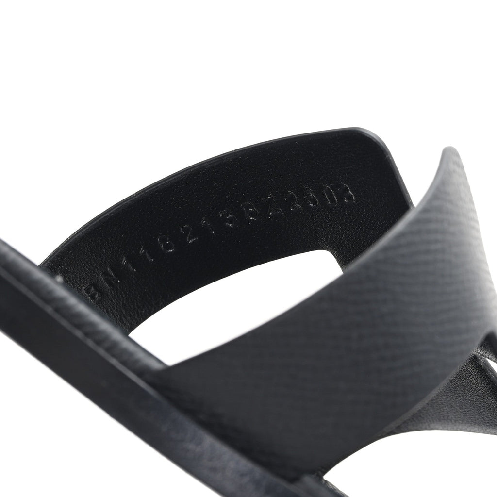 Hermes Epsom Calfskin Women's Santorini Sandals 38 Black