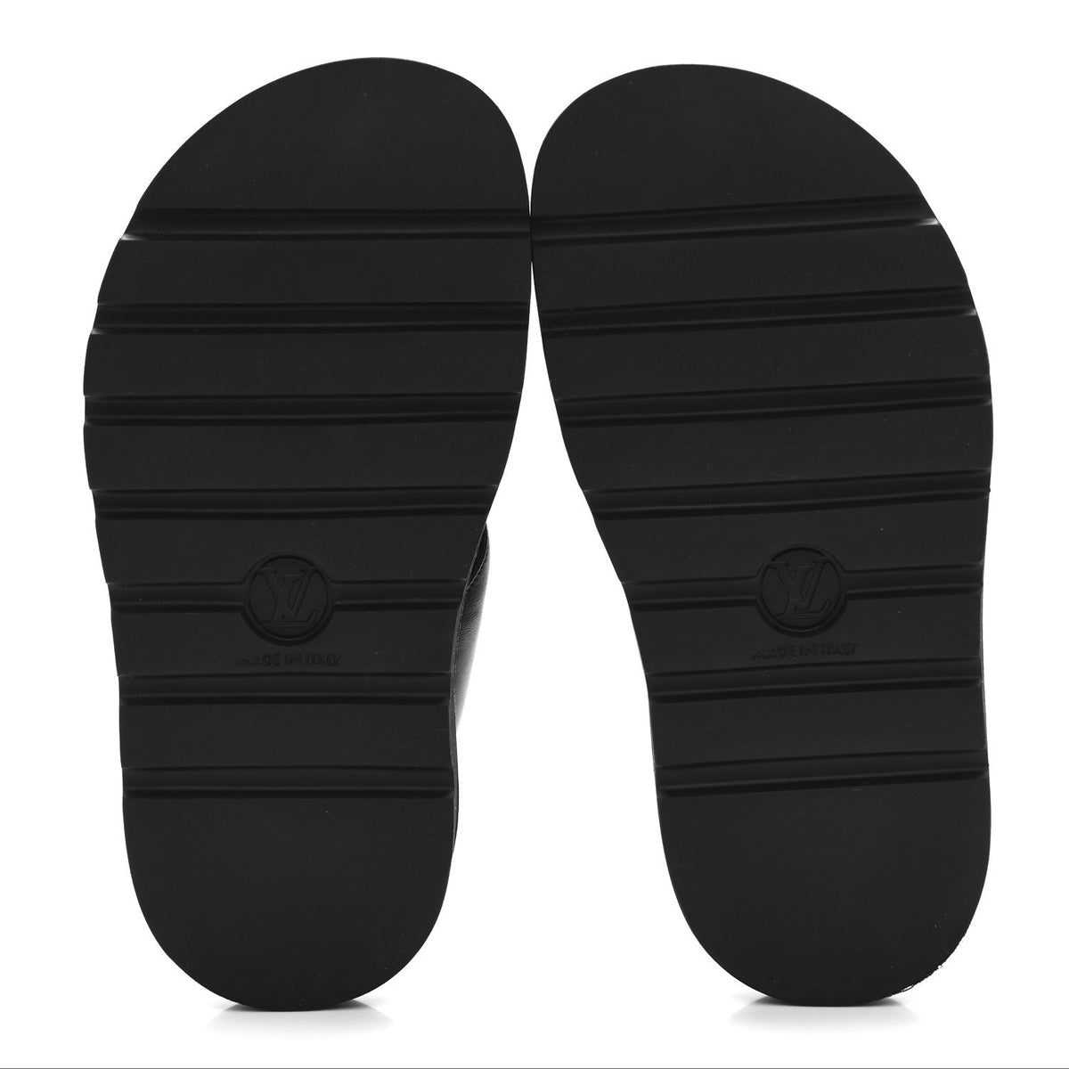 Louis Vuitton Calfskin Women's Logo Studded Pillow Flat Sandals 35 Black