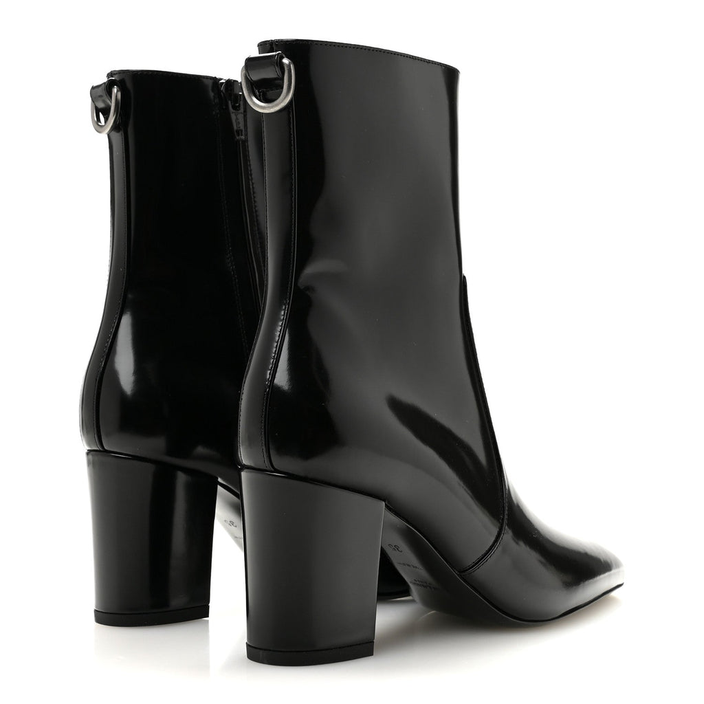 Saint Laurent Calfskin Women's Marilyn Betty 70 Ankle Zip Boots 35 Black
