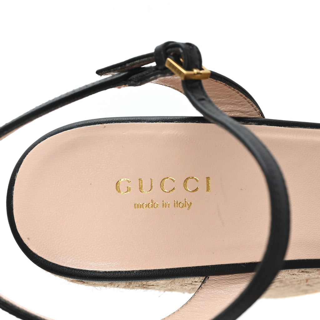 Gucci Nappa Matelasse Women's GG Marmont 45/130mm Espadrille Wedges 39.5 Black