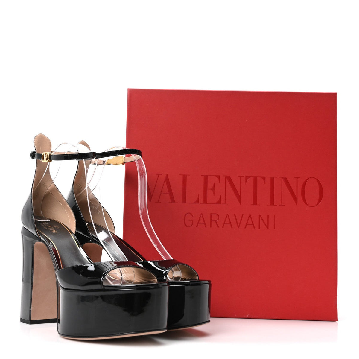 Valentino Garavani Patent Women's Tan-Go 50/120mm Platform Pumps 40 Black