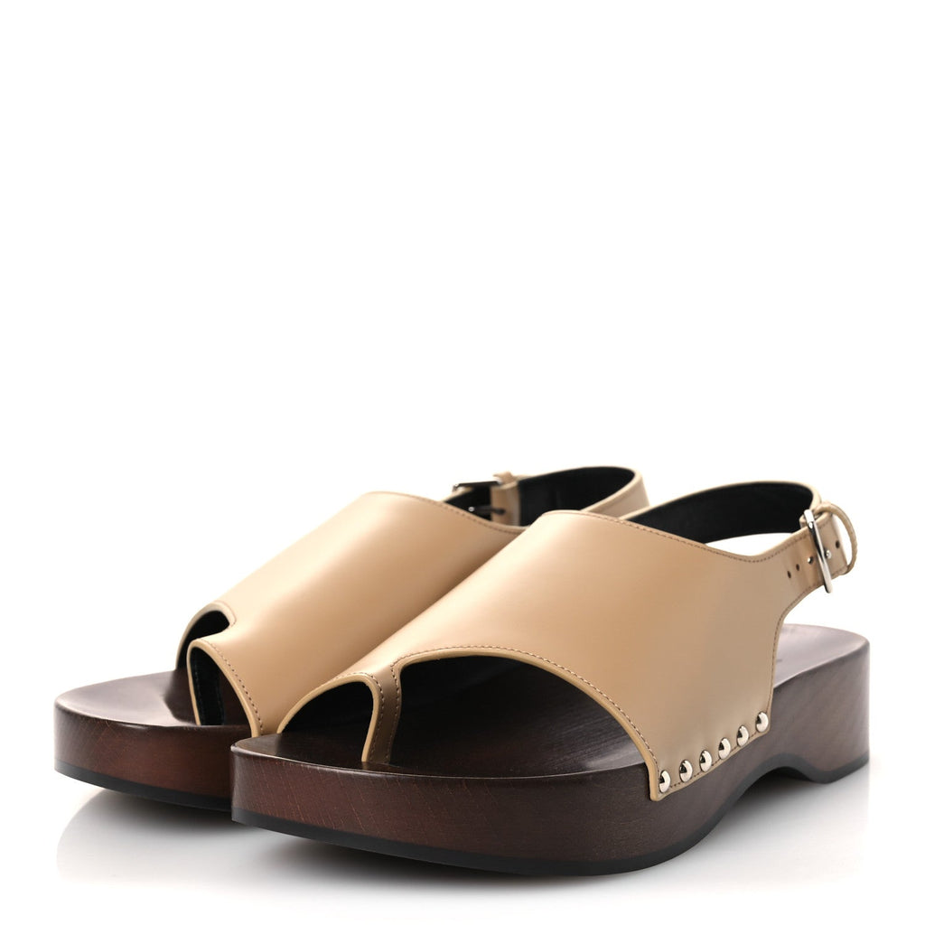 Hermes Glazed Calfskin Women's Klay Clog 40 Beige Naturel