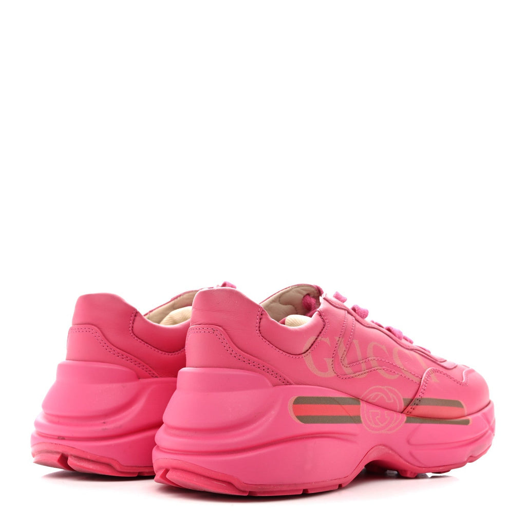 Gucci Calfskin Printed Women's Rhyton Sneakers 35 Box Pink