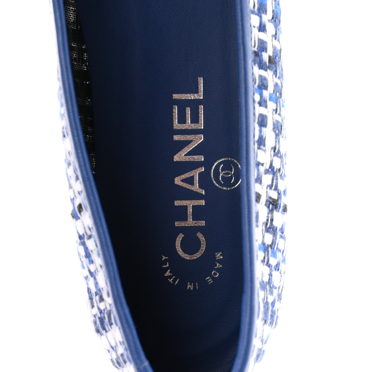 Chanel Tweed Lambskin CC Cap Toe Women's Flats