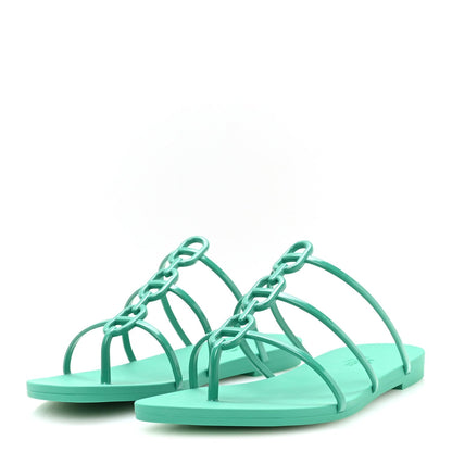 Hermes Rubber Women's Mykonos Sandals 36 Vert Tourmaline