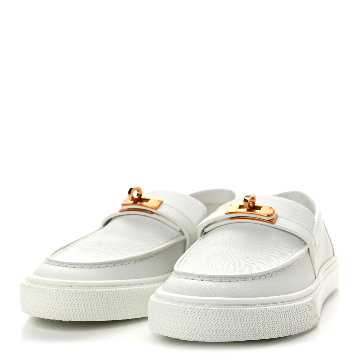 Hermes Epsom Calfskin Game Women's Slip On Sneakers White