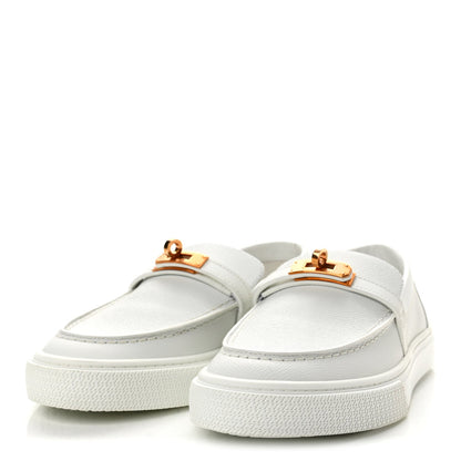 Hermes Epsom Calfskin Game Women's Slip On Sneakers White