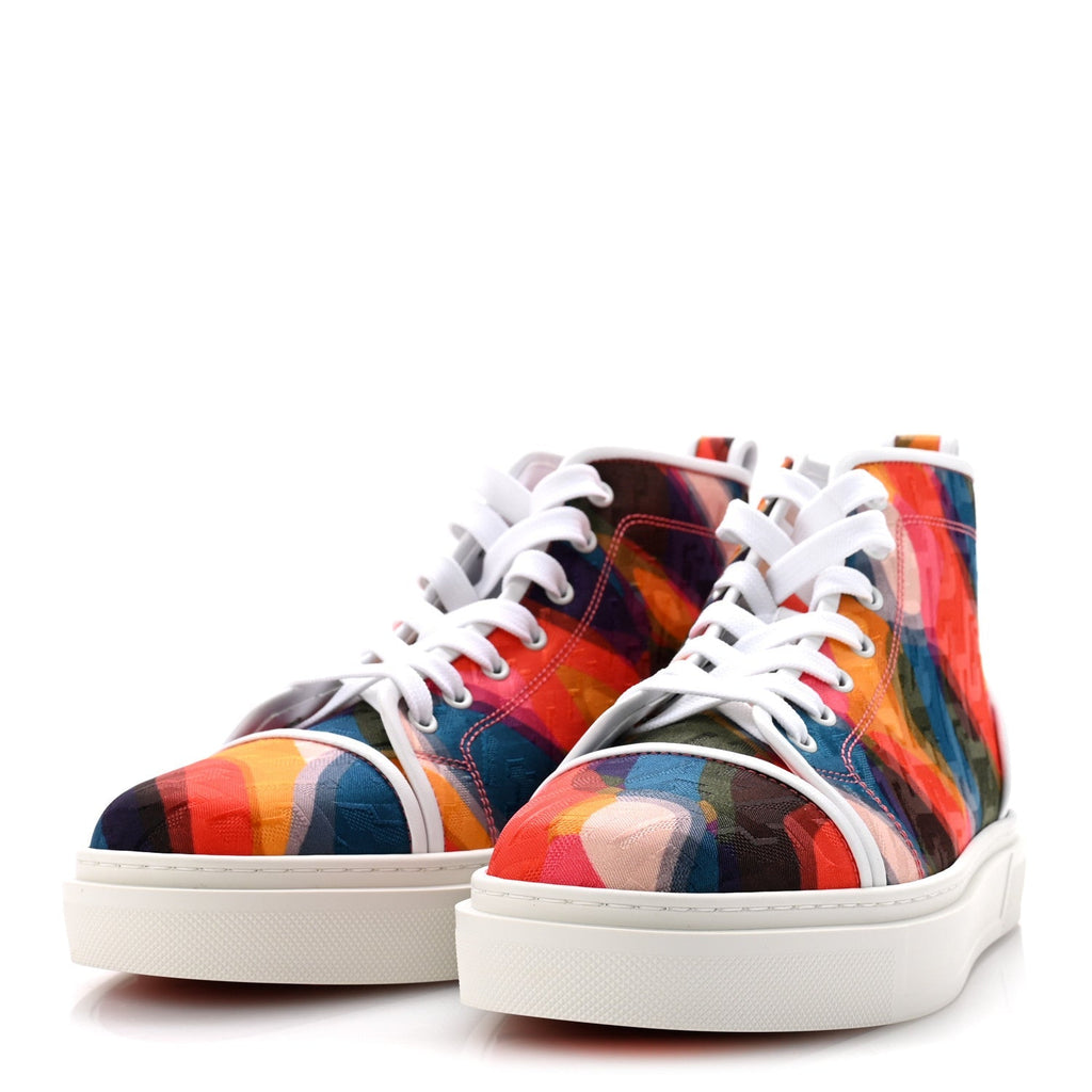 Christian Louboutin Canvas Nappa Men's Adolon High Top Sneakers 42.5 Multicolor