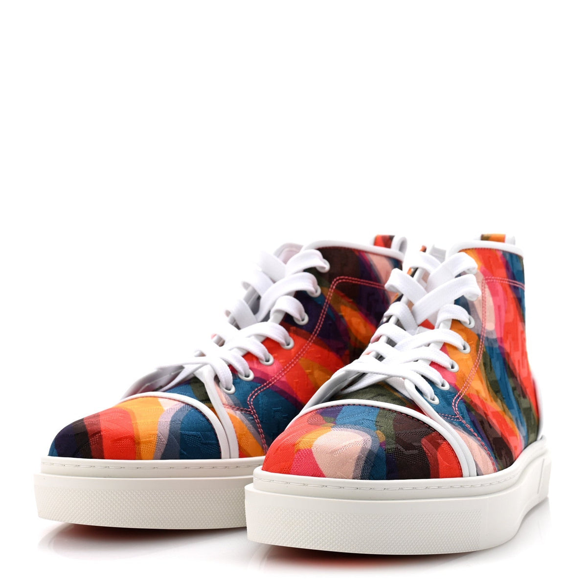 Christian Louboutin Canvas Nappa Men's Adolon High Top Sneakers 42.5 Multicolor
