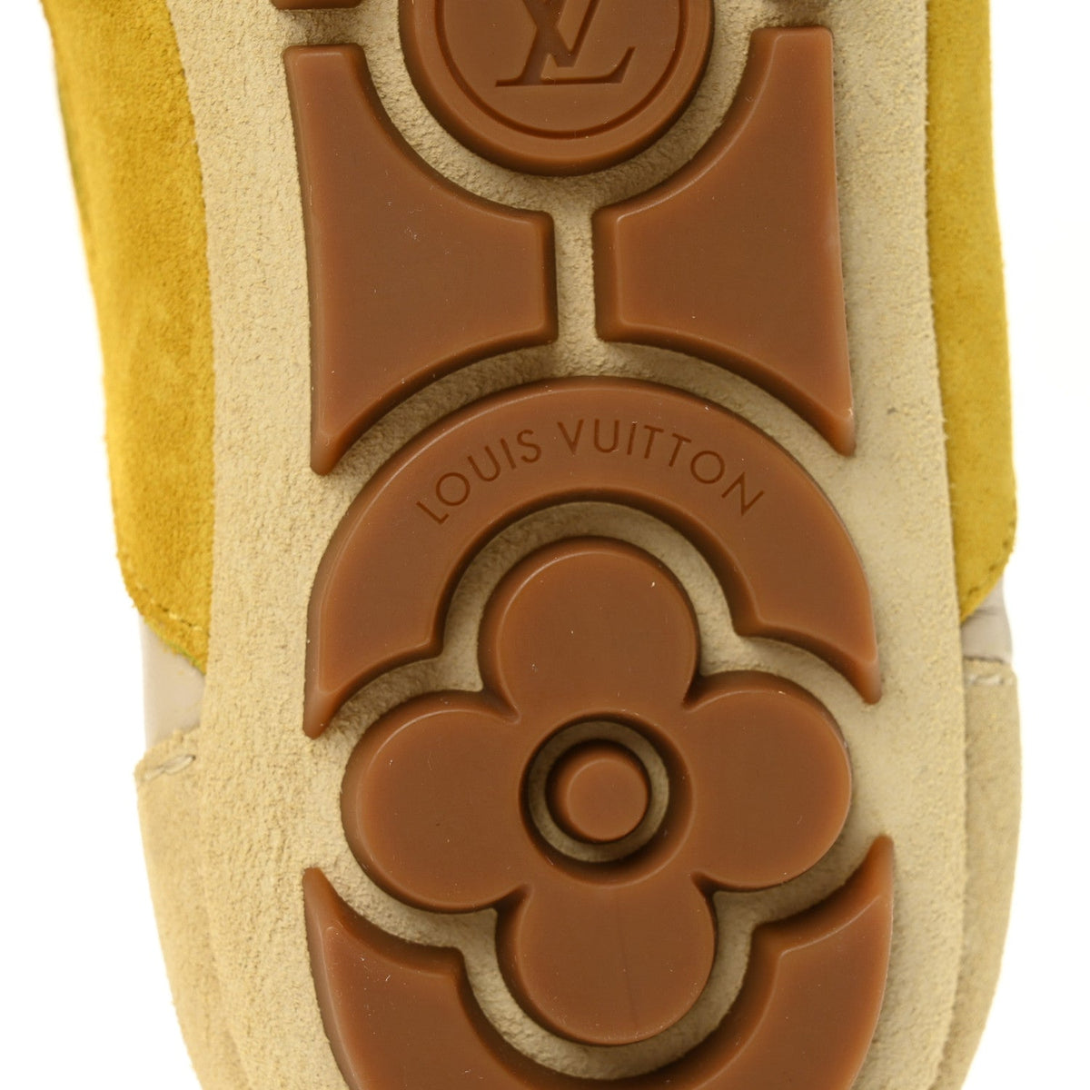 Louis Vuitton Suede Calfskin Women's LV Sneakerina 37 Light Beige Yellow