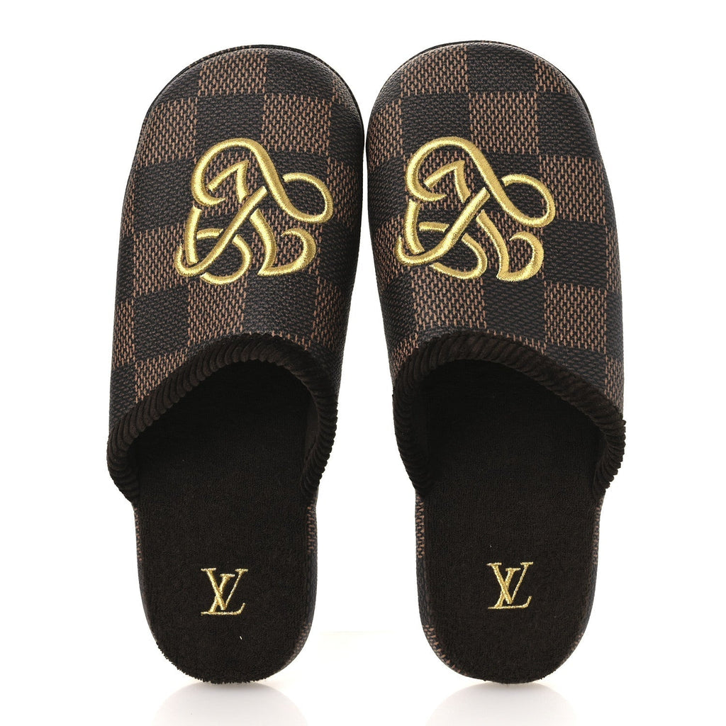 Louis Vuitton Damier Ebene Men's Palace Slippers 8 Mocha