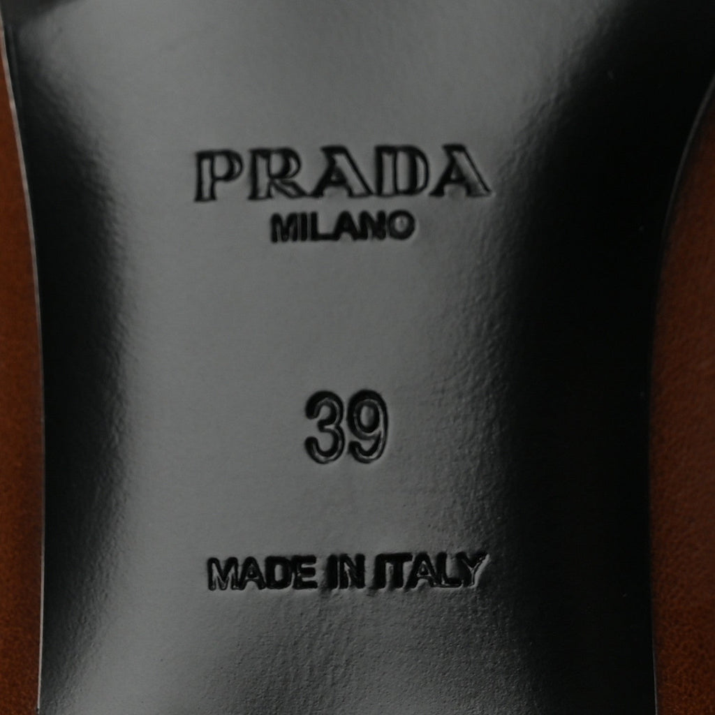Prada Vitello Women's Old Bow Loafers 39 Cacao