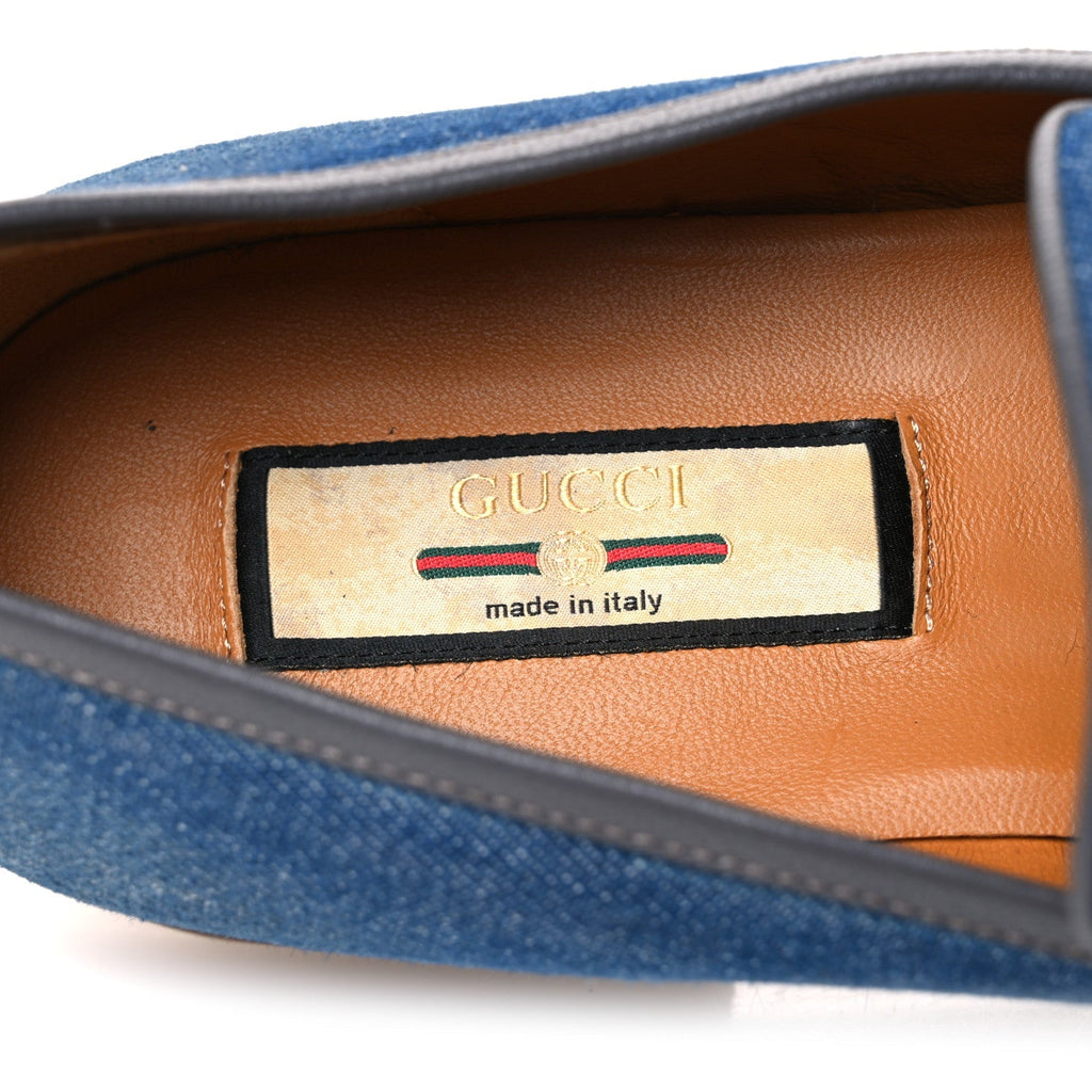 Gucci Denim Web Men's Horsebit Loafers 8 Blue