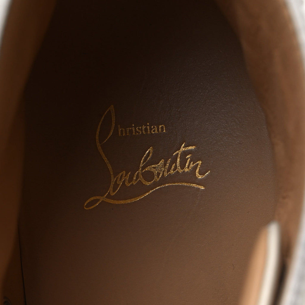 Christian Louboutin Nappa Laminato Men's Yang Louis Flat Sneakers 45 Latte Silver