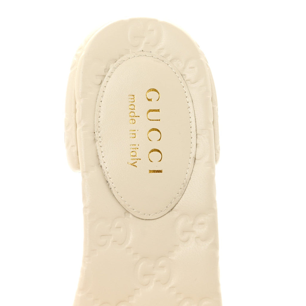 Gucci Nappa Women's Double GG Flat Slide Sandals 38.5 New Ivoire
