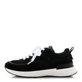 Calfskin Mesh Lycra Suede Logo Sneakers Black