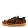 Lambskin Cheetah Print Quilted Sneakers Brown Black