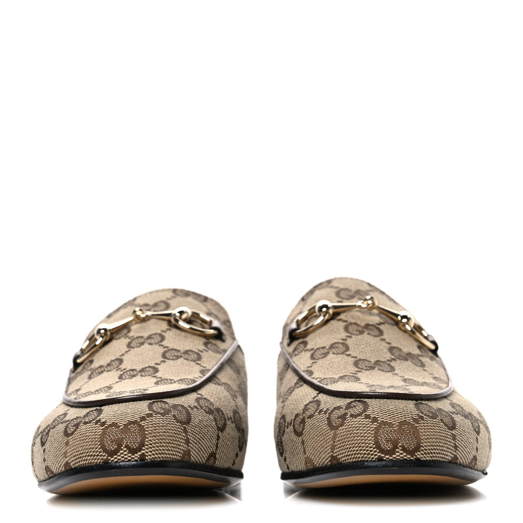 Gucci Canvas Women's Princetown Slippers 35 Beige Ebony New Acero