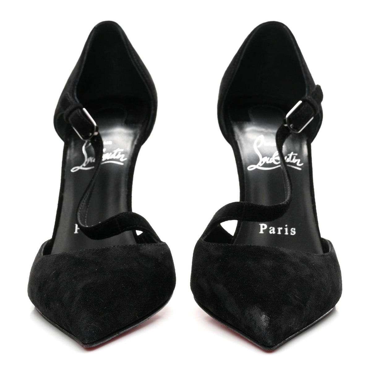 Christian Louboutin Suede Women's Miss Ziggyta 100 Pumps 36.5 Black