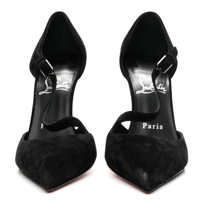 Christian Louboutin Suede Women's Miss Ziggyta 100 Pumps 36.5 Black