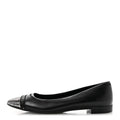 Nappa Metallic Square Toe Ballerina Flats Black