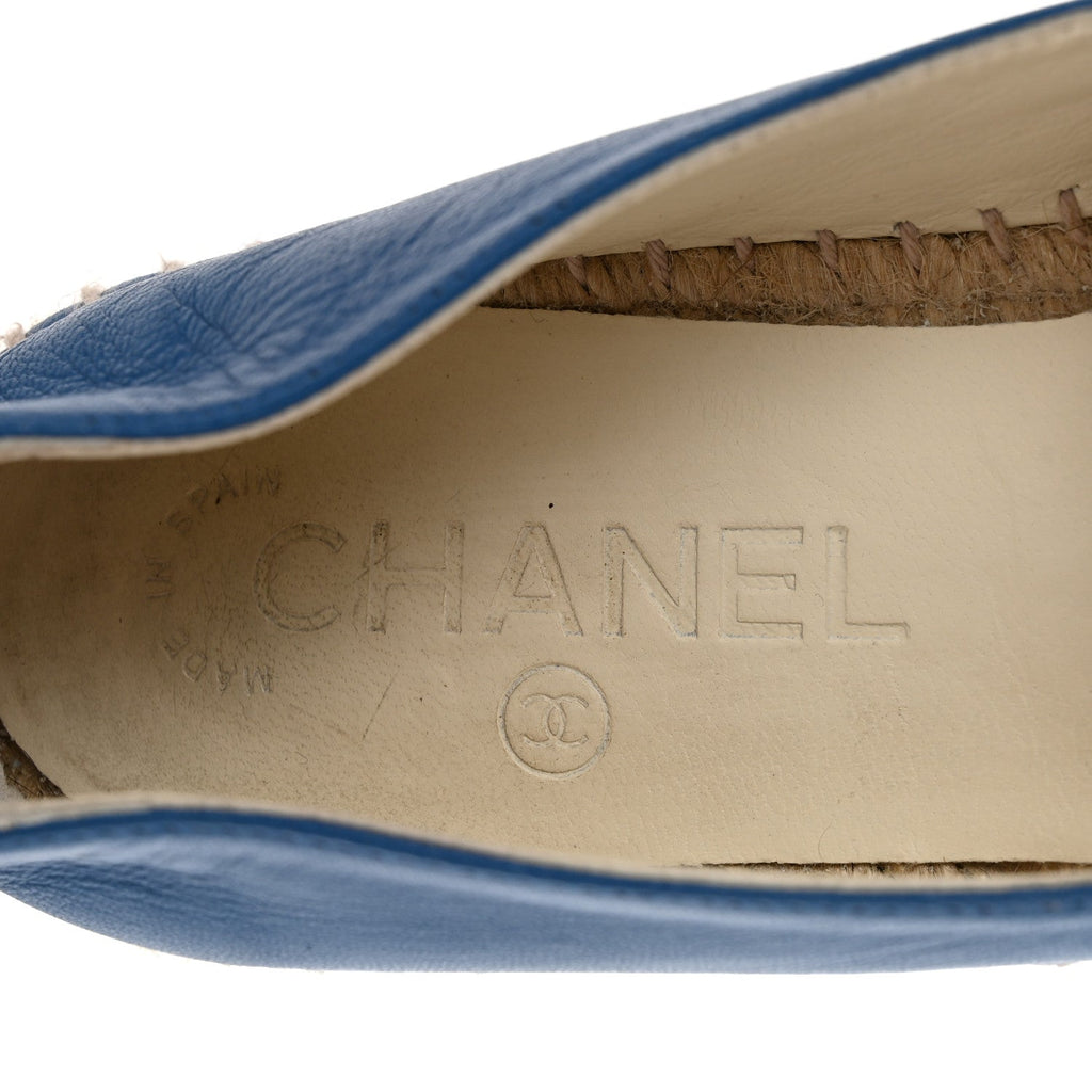 Chanel Lambskin Women's CC Espadrilles 37 Blue
