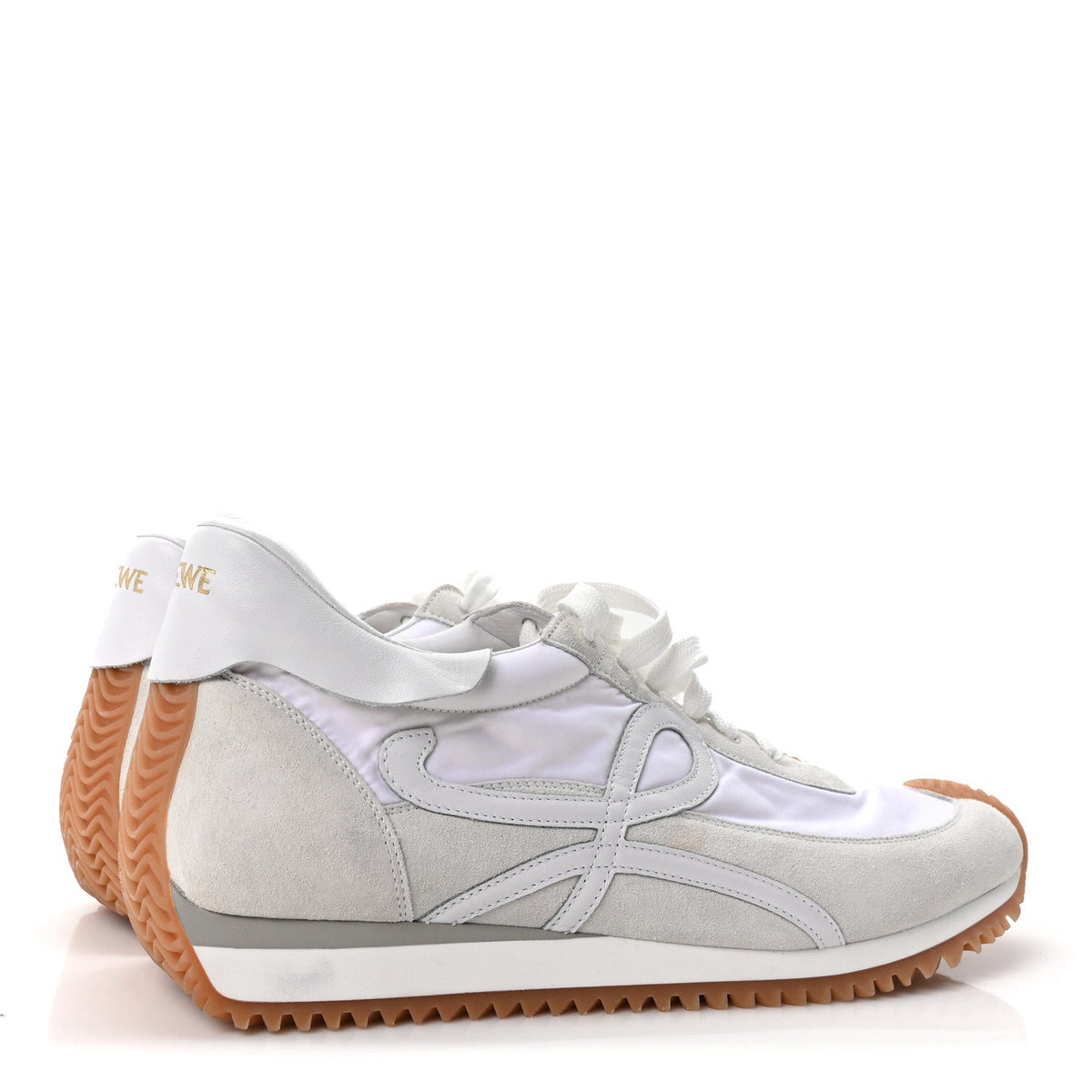 Loewe Nylon Suede Men's Flow Retro Runner Sneakers 45 White