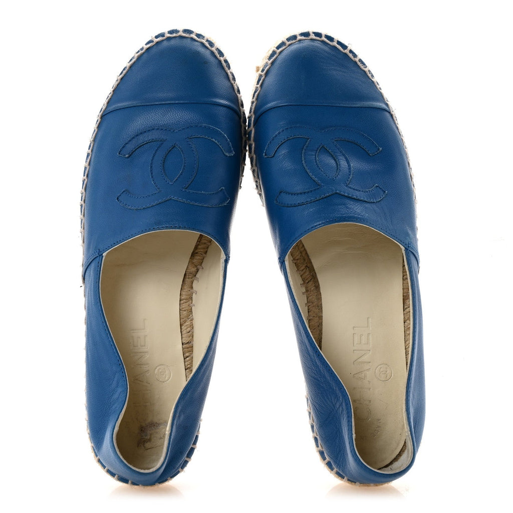 Chanel Lambskin Women's CC Espadrilles 37 Blue