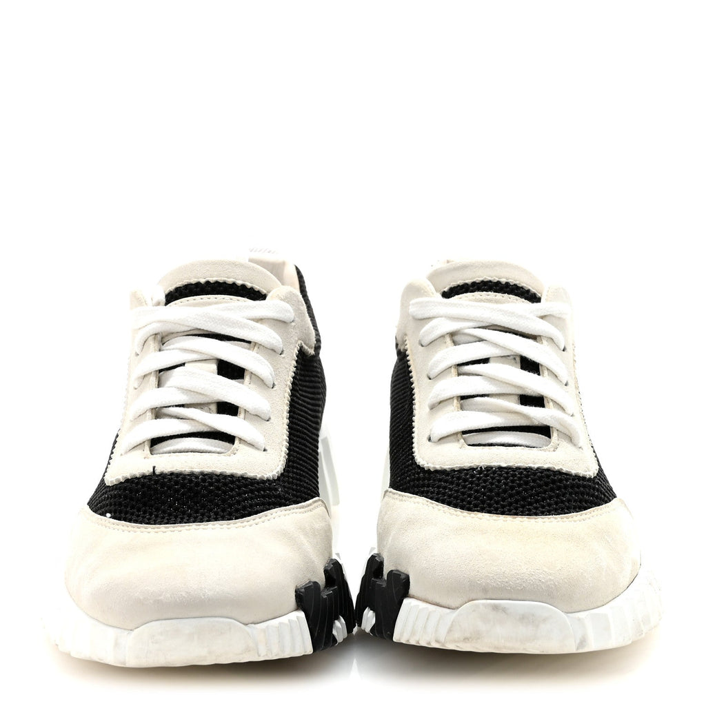 Hermes Air Mesh Suede Goatskin Women's Bouncing Sneakers 35 Black Orange