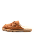 Jimmy Choo Suede Shearling Women's Ronnie Flat Mules 39.5 Tan Natural