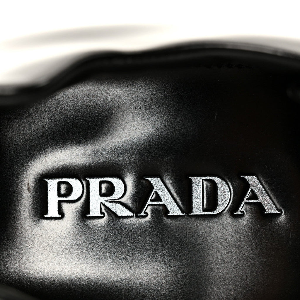 Prada Spazzolato Men's Square Toe Lace Up Derby Shoes 9 Black