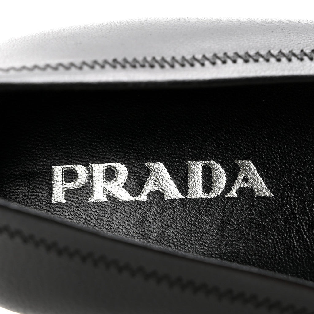 Prada Nappa Metallic Women's Square Toe Ballerina Flats 35.5 Black