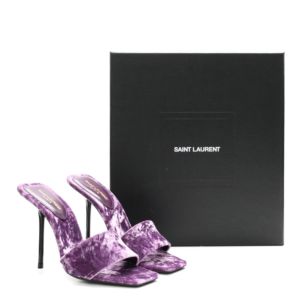 Saint Laurent Velvet Women's Baliqua 105 Mule Sandals 36 Malva