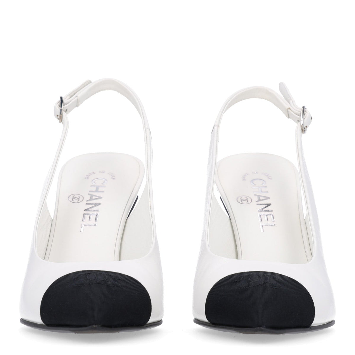 Chanel Goatskin Grosgrain CC Pointed Women's Slingback Pumps
