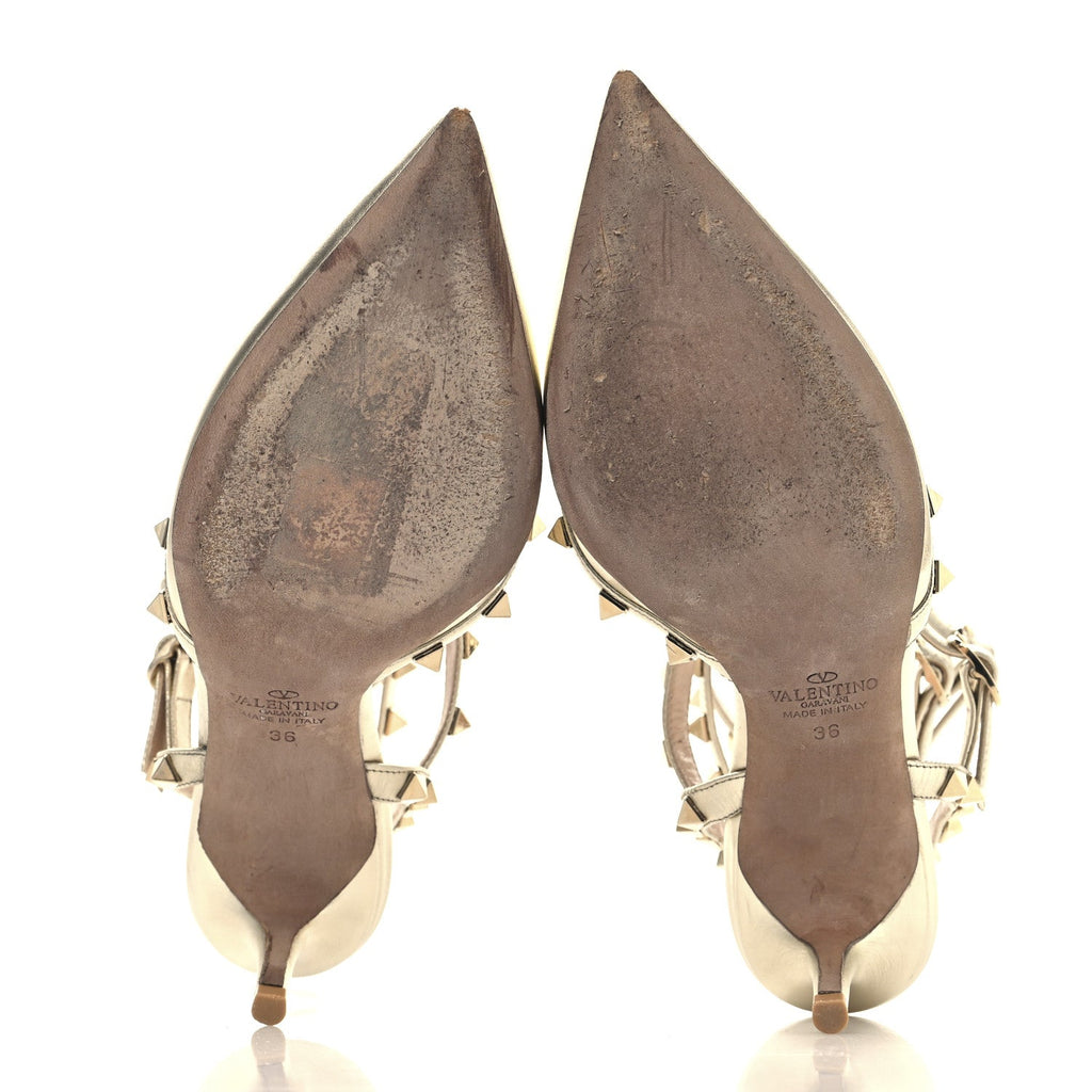 Valentino Garavani Metallic Nappa Rockstud Women's Pumps 36 Gold