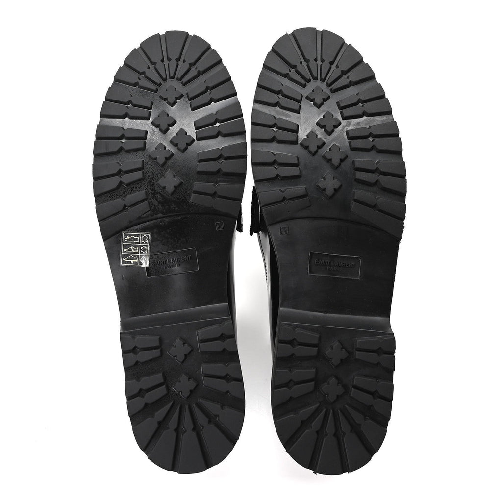 Saint Laurent Glazed Calfskin Men's Master Le Loafer 15 Moccasins 43 Black