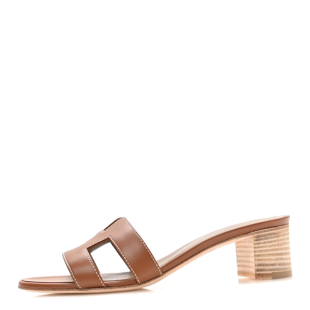 Hermes Calfskin Women's Oasis Sandals 38 Gold