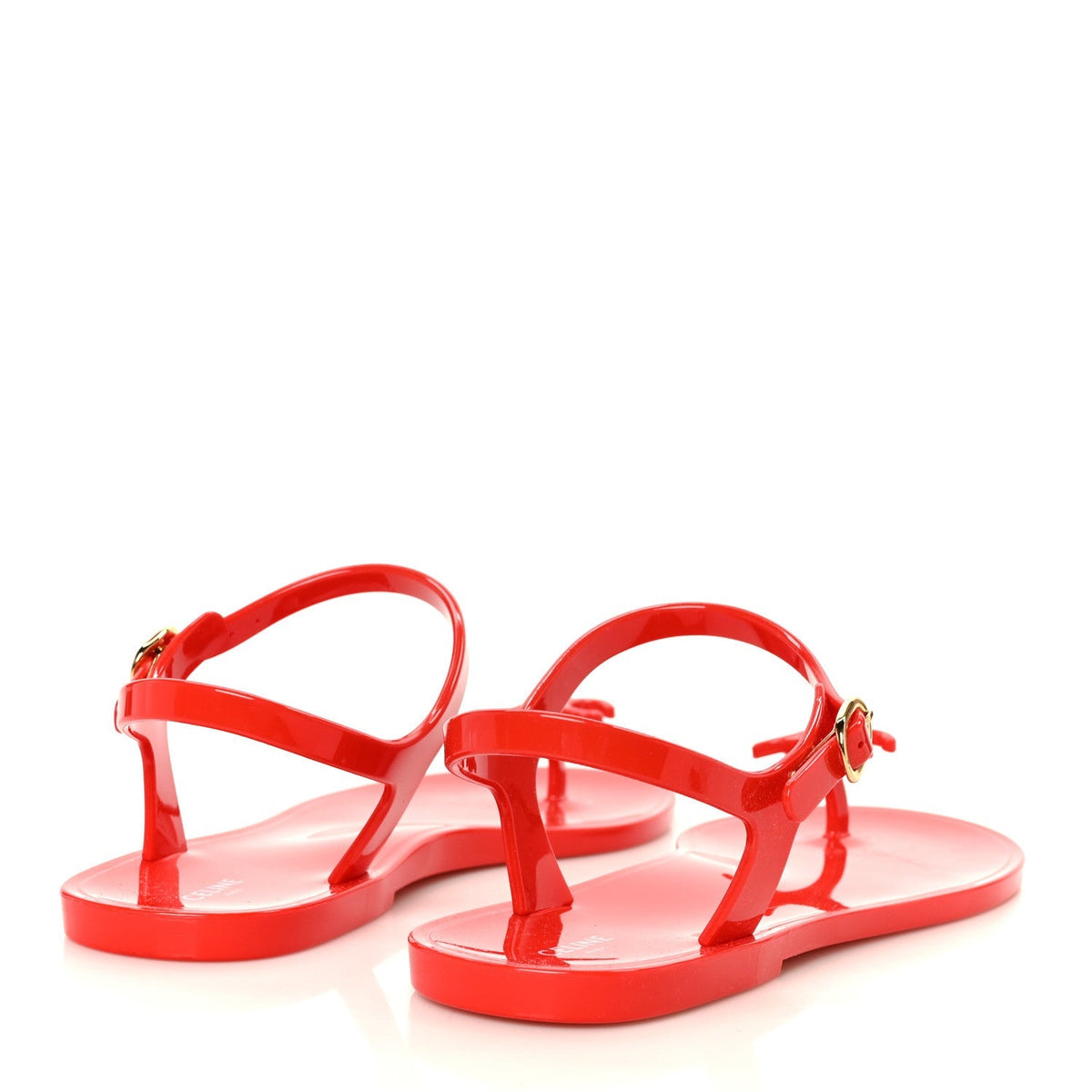 Celine PVC Women's Jelly Bay Sandals 39 Ultra Red