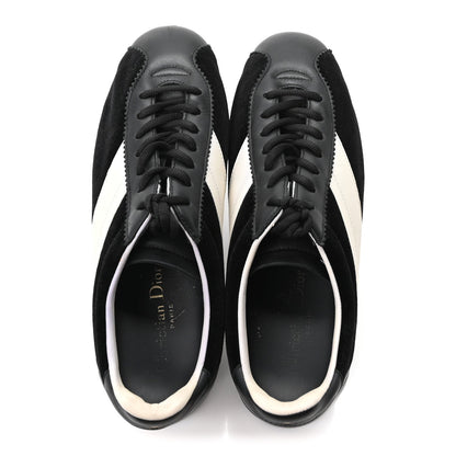 Christian Dior Velvet Calfskin Women's Diorun Sneakers 37.5 Black Off White