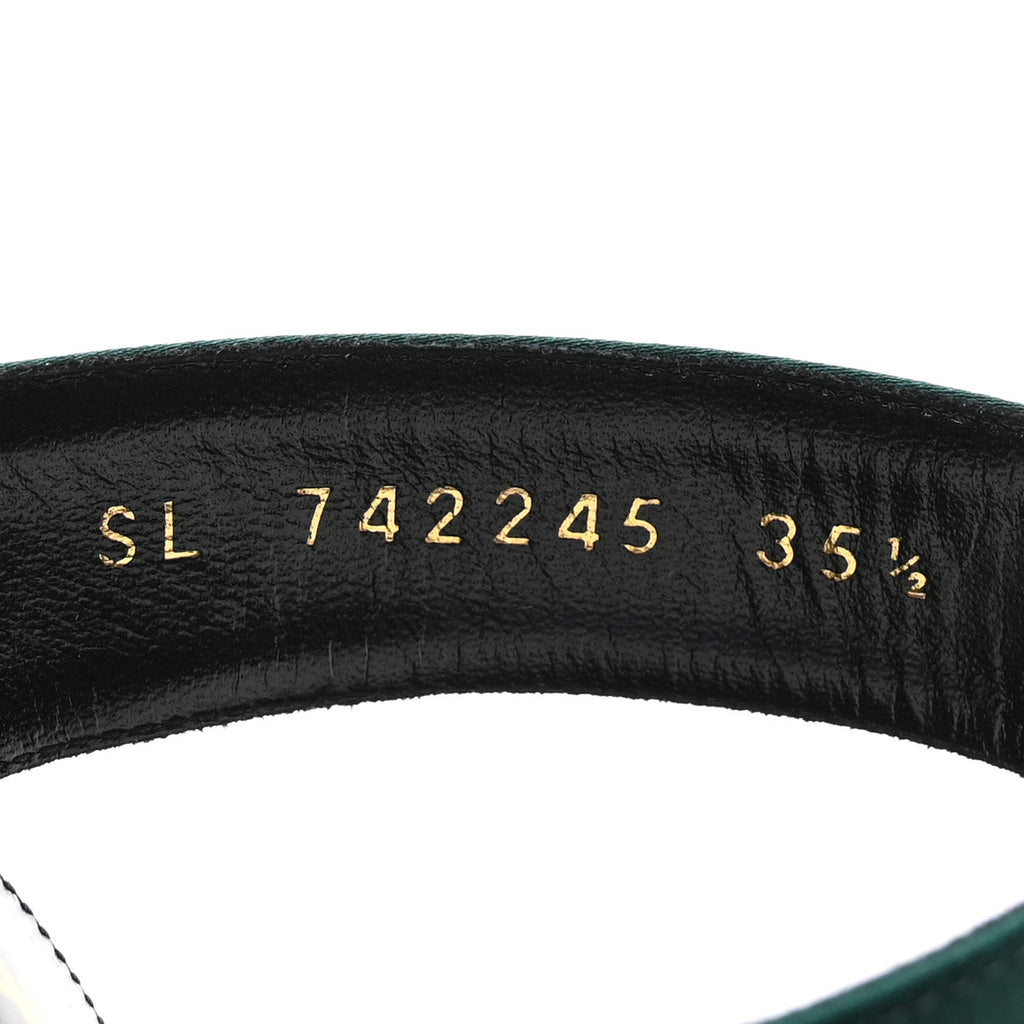 Saint Laurent Crepe Satin Women's Martha Mule 110 Sandals 35.5 Dorian Green