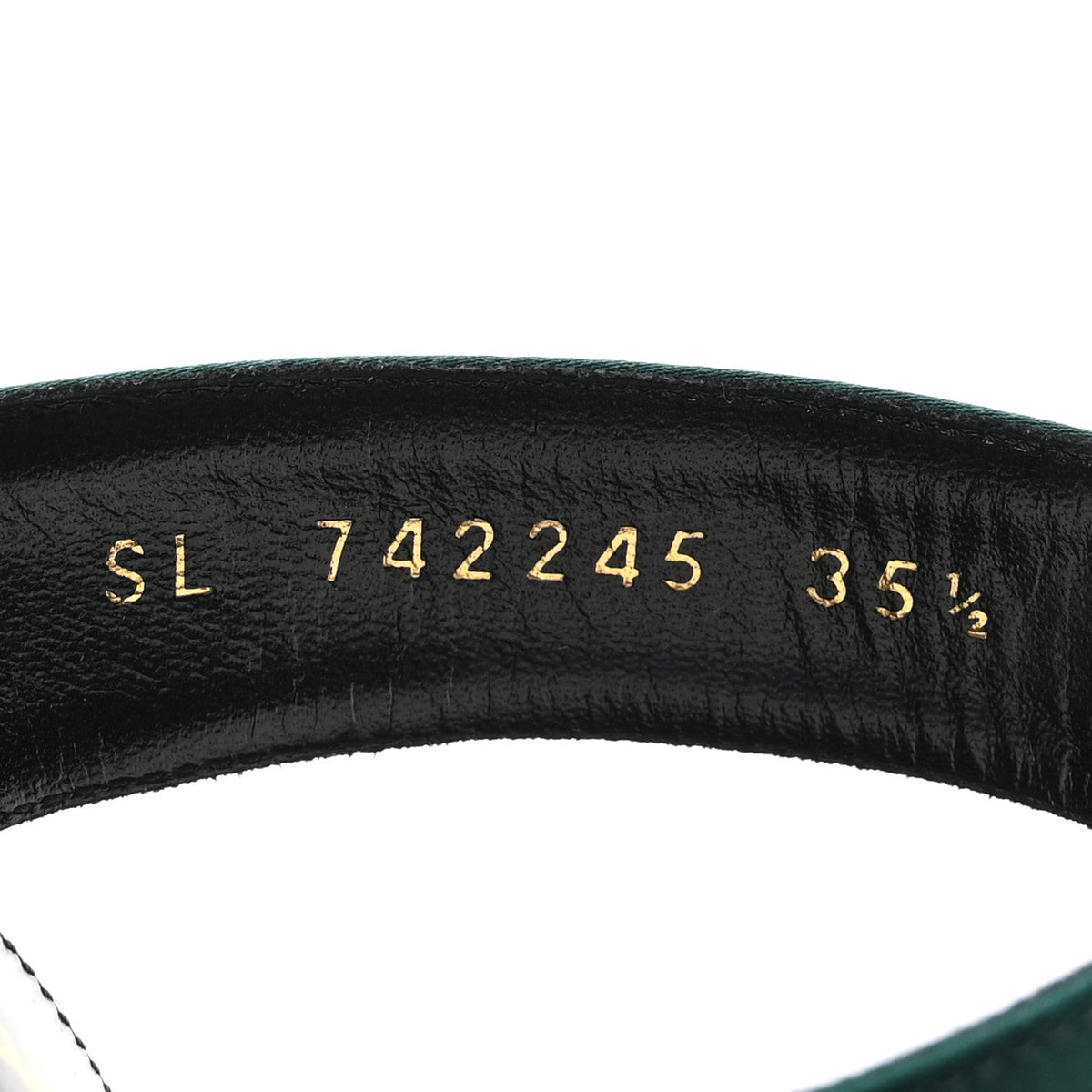 Saint Laurent Crepe Satin Women's Martha Mule 110 Sandals 35.5 Dorian Green
