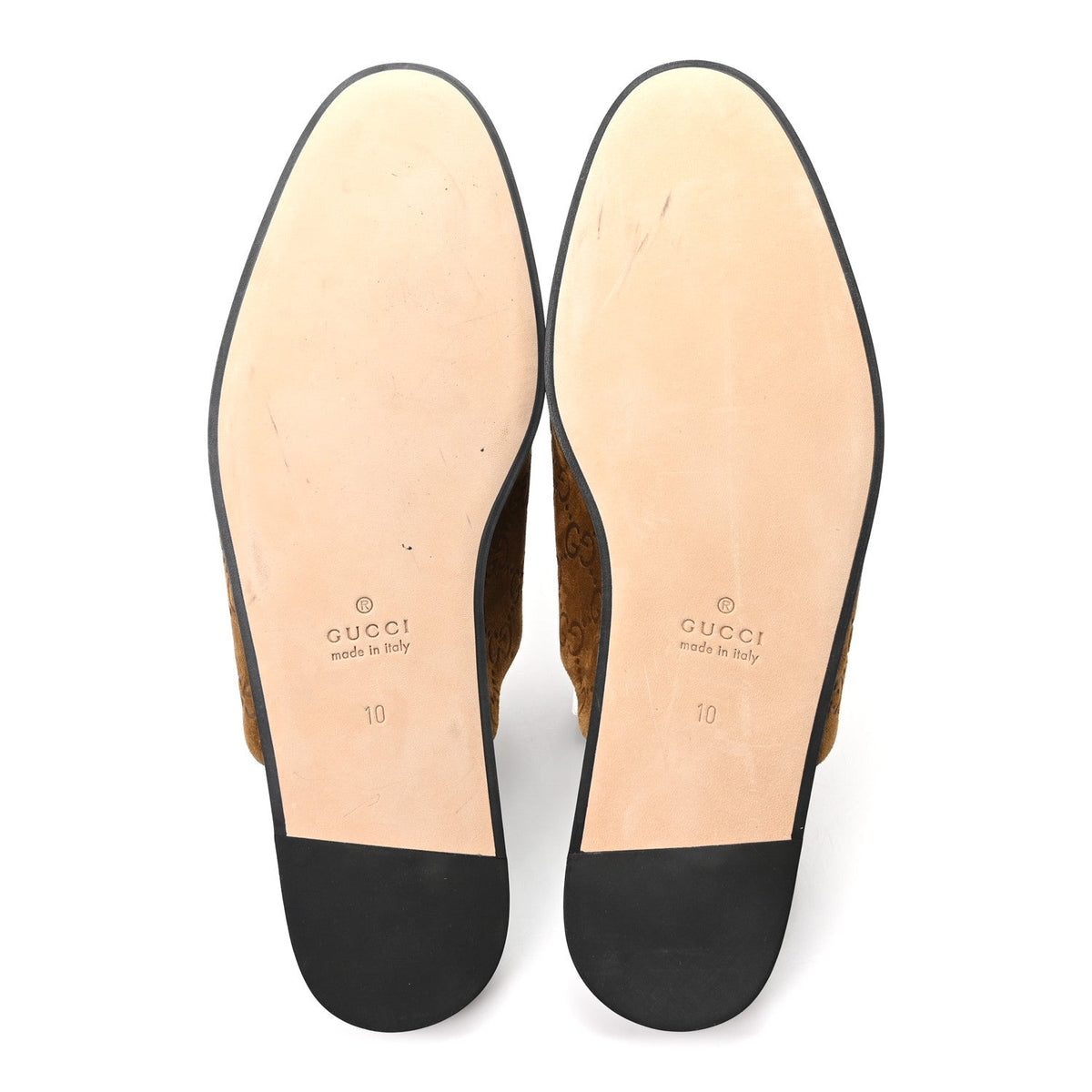 Gucci Suede Cachemire Monogram Men's Princetown Slippers 10 Pepper Brown