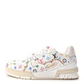 Louis Vuitton Calfskin Monogram Women's LV Trainer Sneakers 39 White