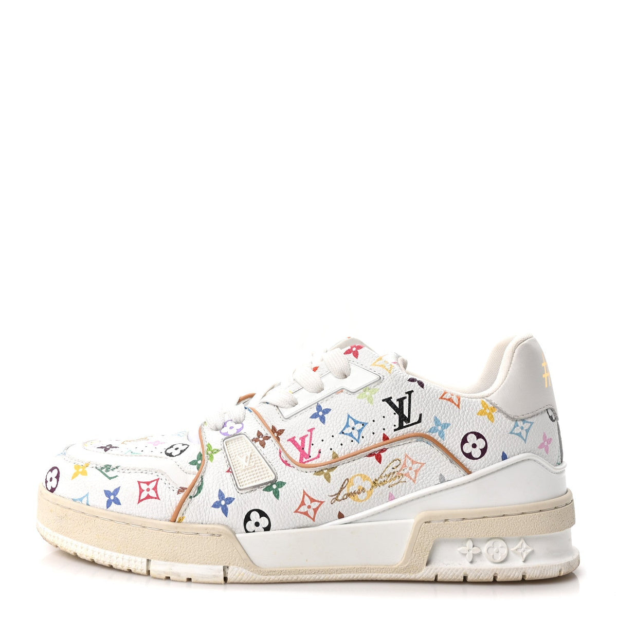 Louis Vuitton Calfskin Monogram Women's LV Trainer Sneakers 39 White