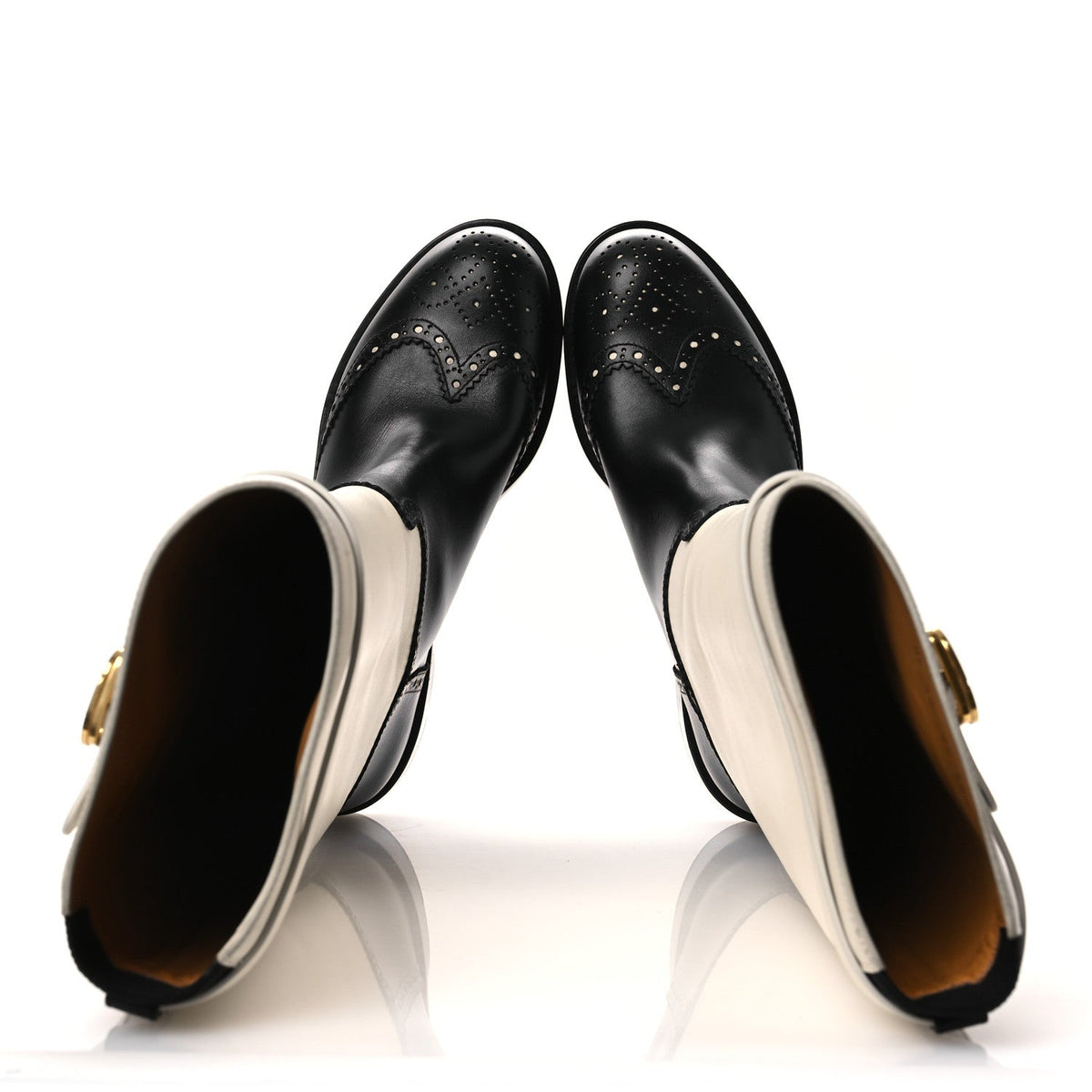 Christian Dior Calfskin Women's Empreinte High Boots 38 White Black