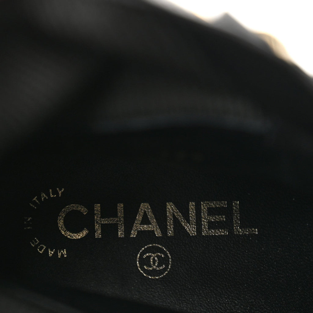 Chanel Calfskin Knit Lace Up Women's Combat Boots