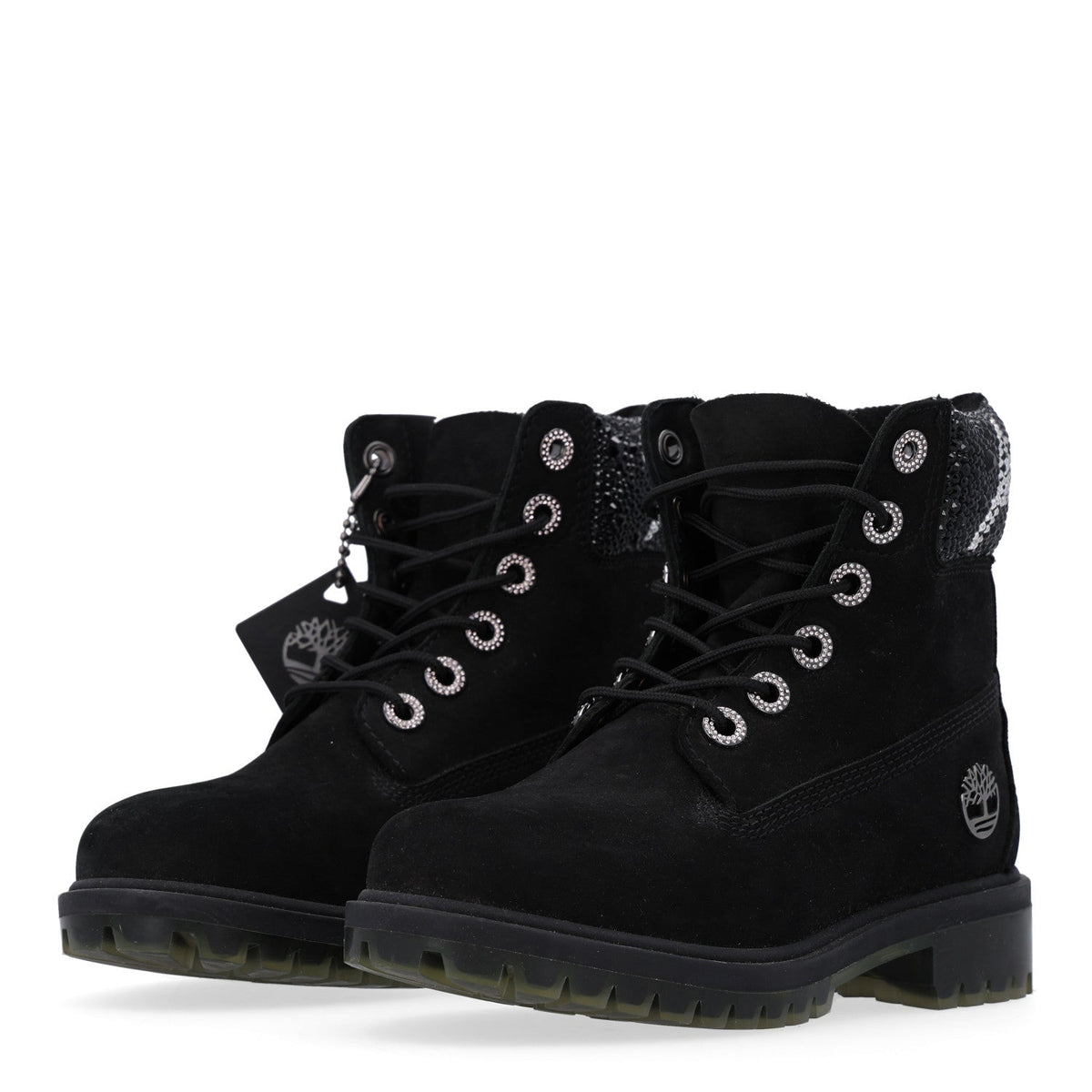 Jimmy Choo Nubuck Swarovski Crystal Women's X Timberland Ankle Boots 37.5 Black