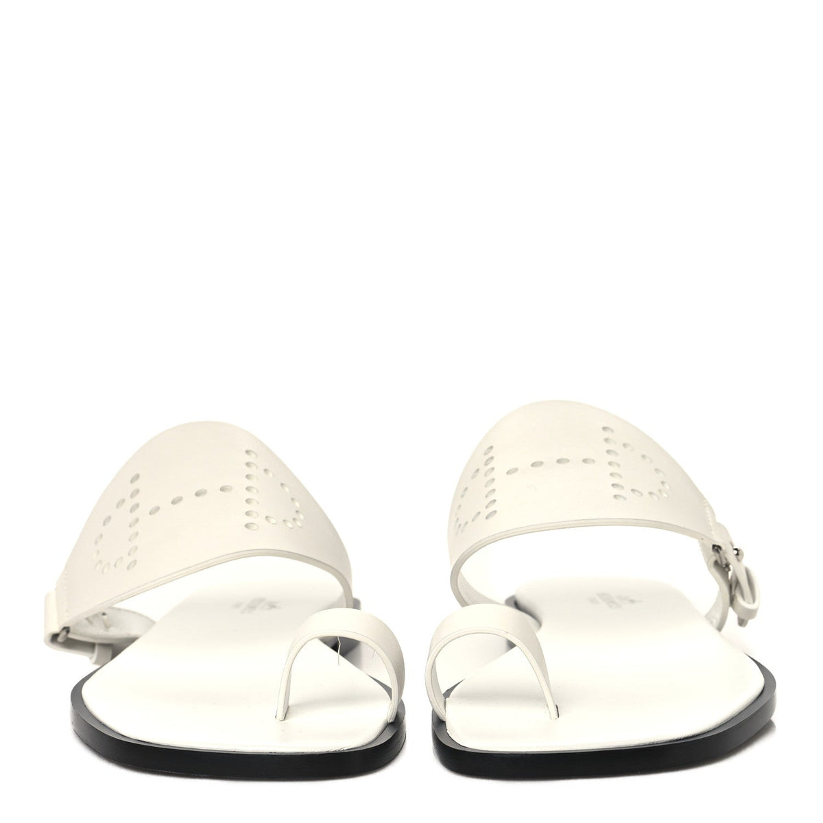Hermes Calfskin Women's Perforated Hera Sandals 36 White