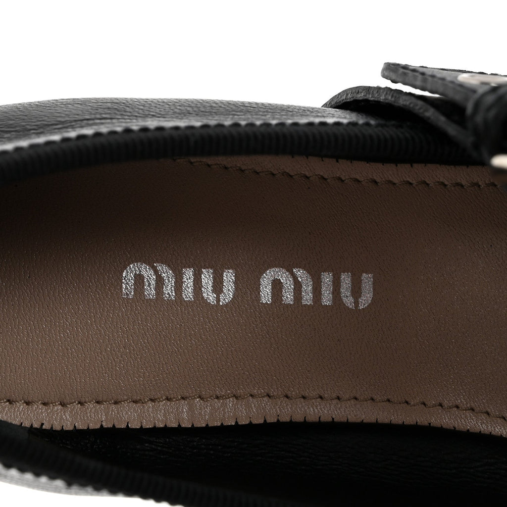 Miu Miu Nappa Vitello Nevada Women's Double Buckle Ballerina Flats 36 Black